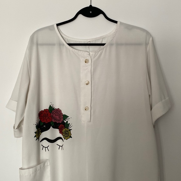 Frida Kahlo Imagery One-Piece Painter’s Jumpsuit Apron - Picture 1 of 12